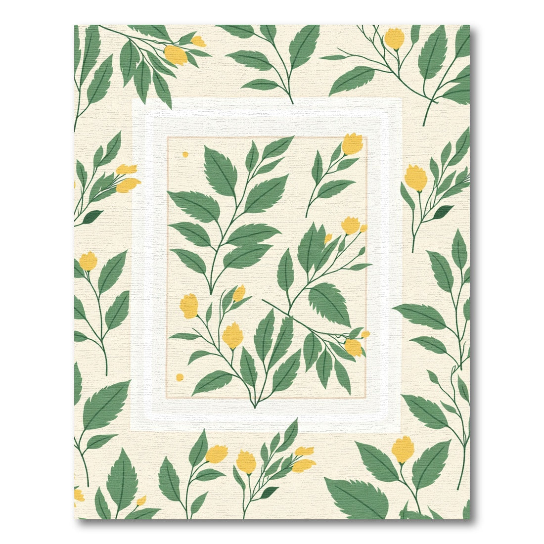 Yellow Botanical Garden Leaves Rug