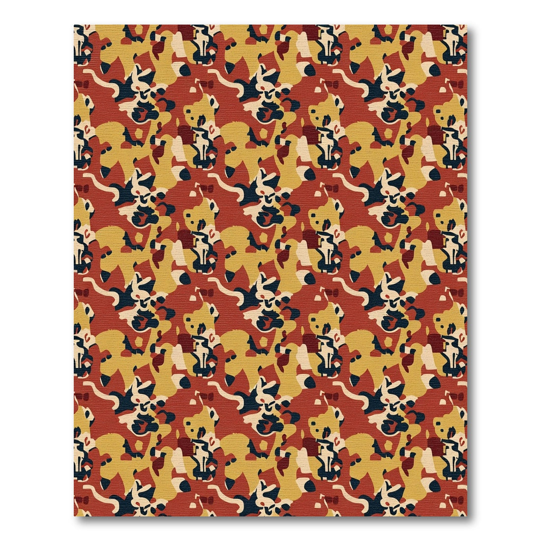 Terra Cotta Ochre Abstract Camouflage Rug