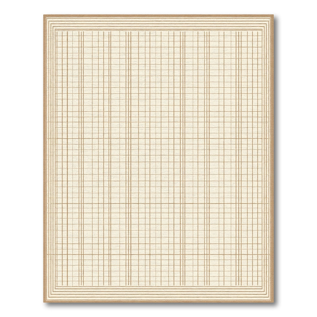 Cream Beige Grid Terra Framing Rug