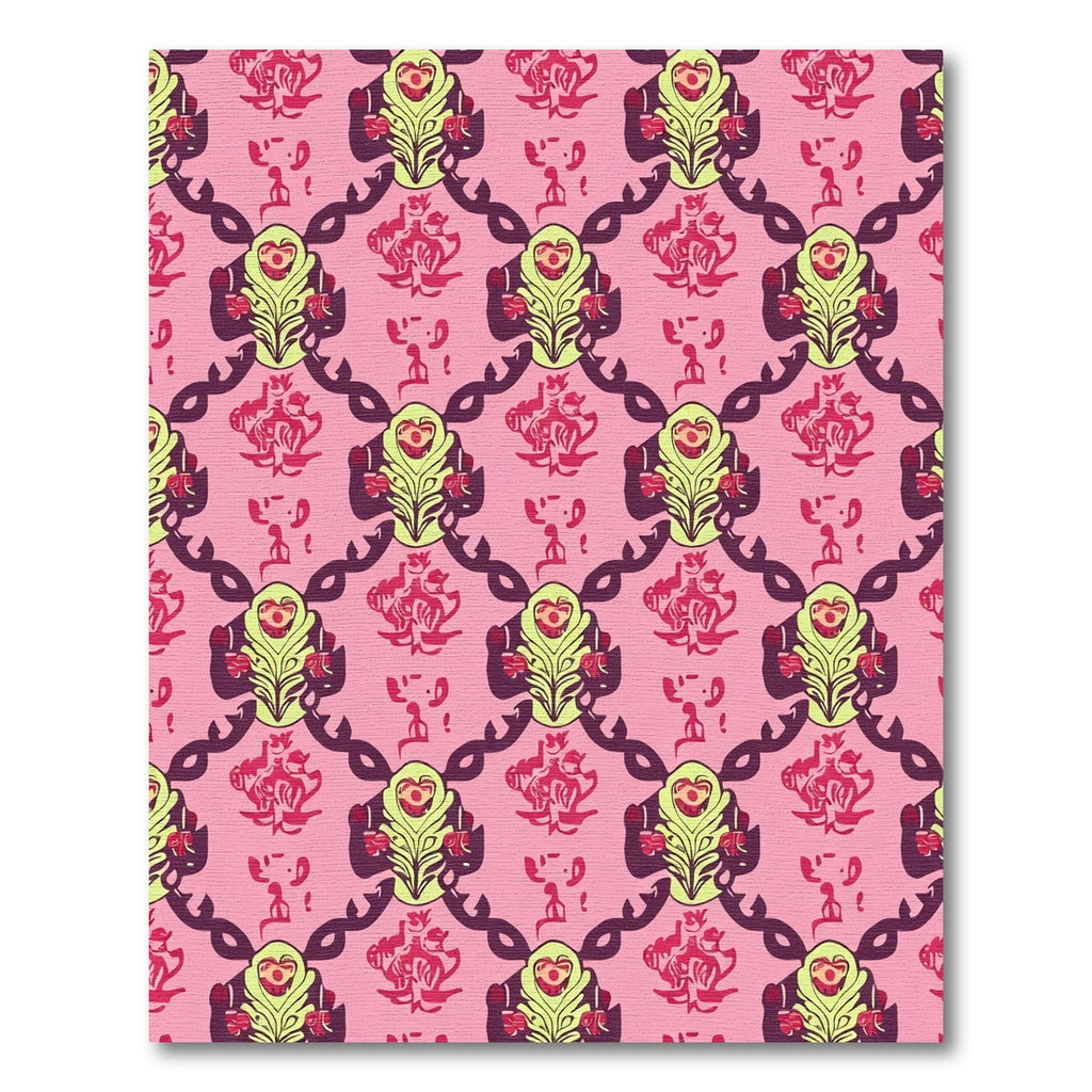 Pink Lilac Floral Medallion Lattice Rug