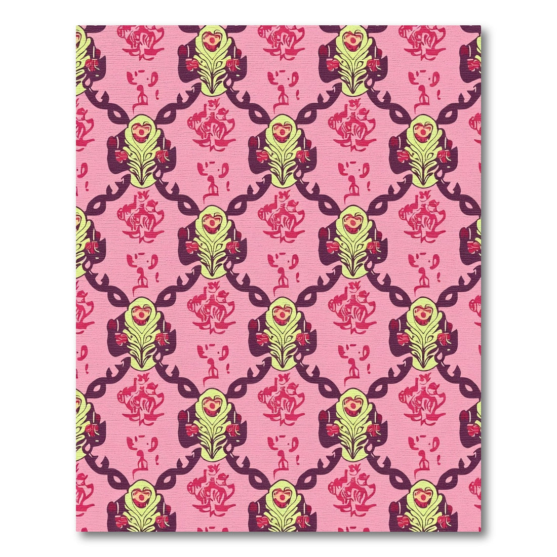 Pink Lilac Floral Medallion Lattice Rug