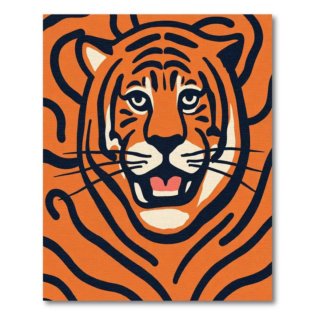 Bold Orange Tiger Face Rug