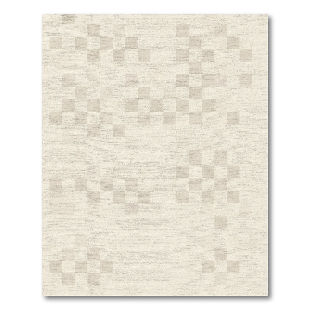 Soft Beige Pixelated Geometric Field Rug