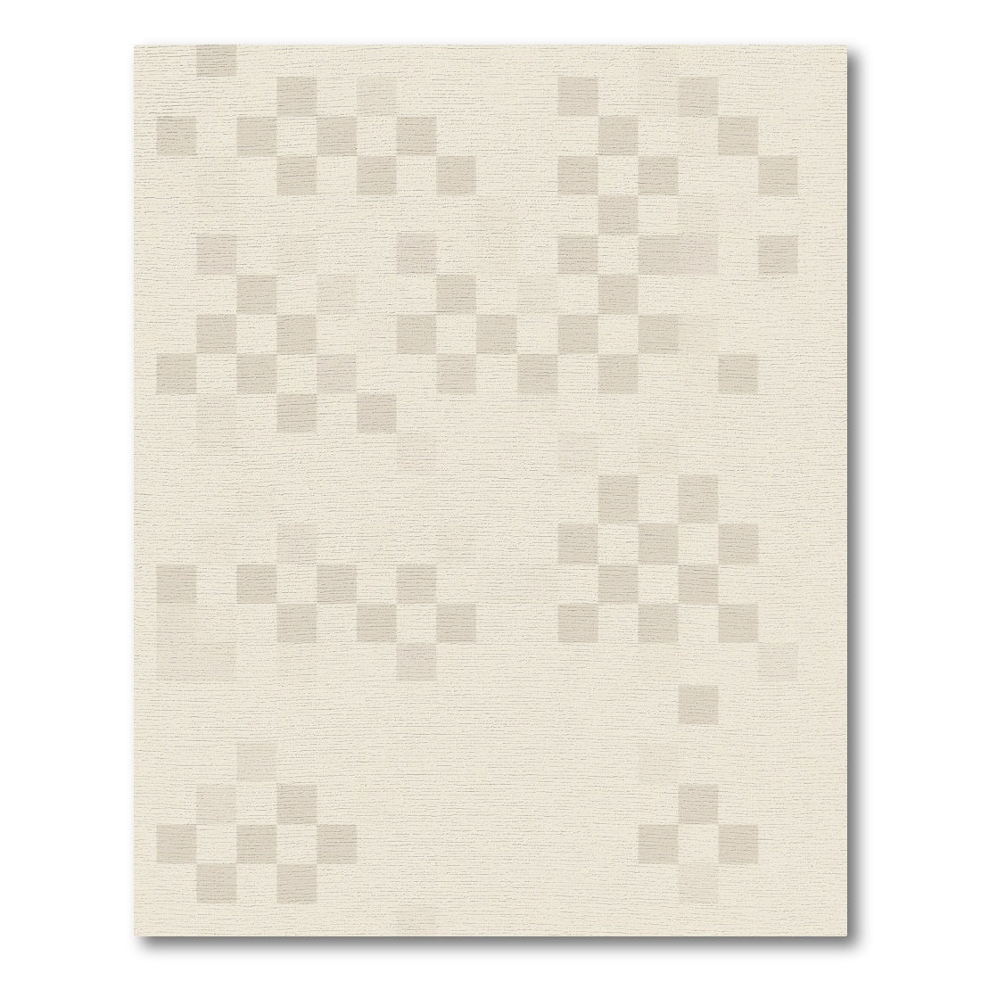Soft Beige Pixelated Geometric Field Rug