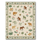 Whimsical Woodland Creatures Floral Meadow Rug