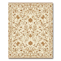 Cream Brown Floral Filigree Border Rug
