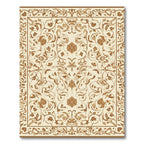 Cream Brown Floral Filigree Border Rug