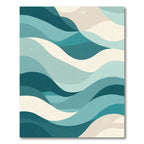 Calm Teal Cream Layered Wave Rug