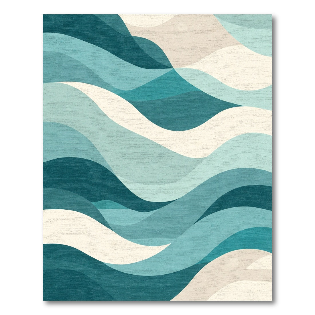 Calm Teal Cream Layered Wave Rug
