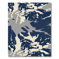 Deep Navy Cream Abstract Spatter Rug