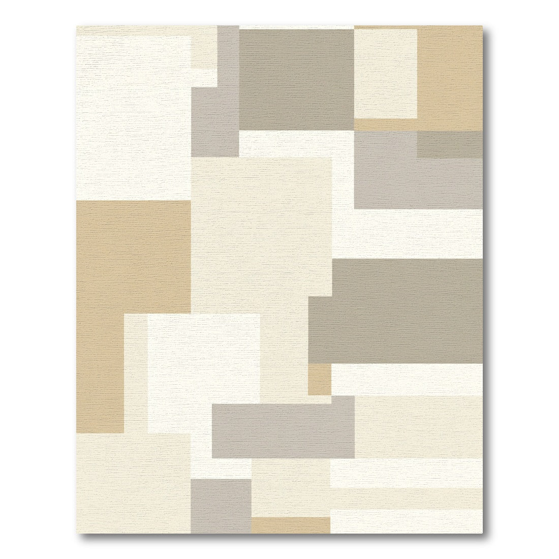 Geometric Blocks Neutral Earth Tones Rug