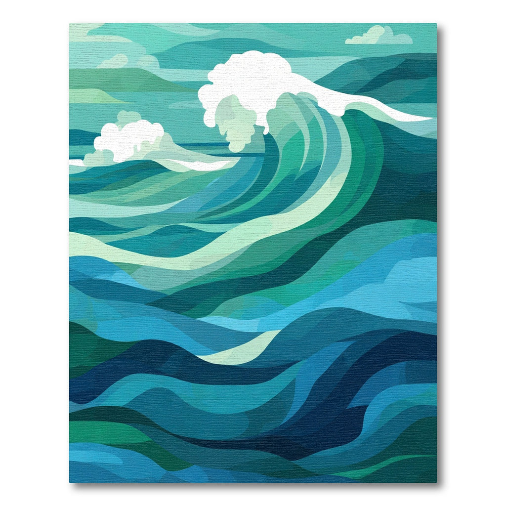 Teal Ocean Wave Abstract Rug