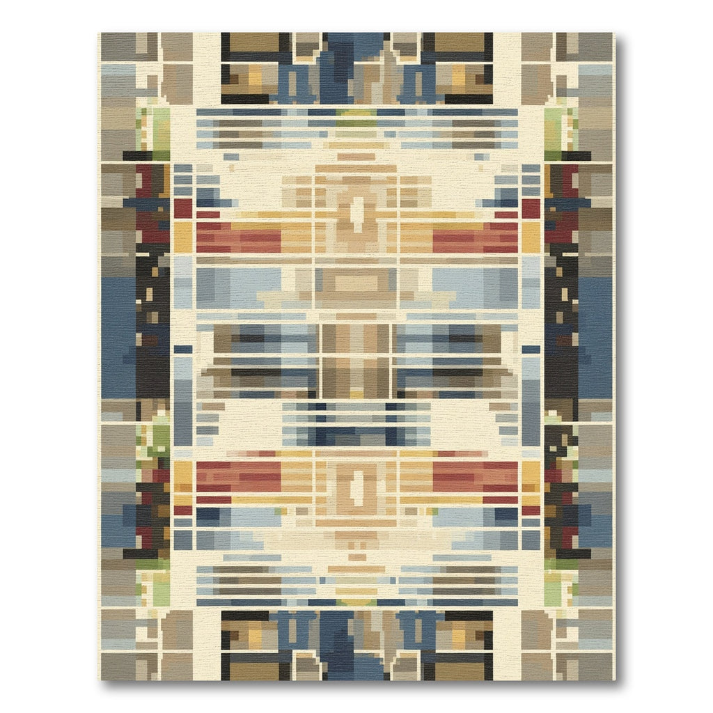 Geometric Blocks Beige Stripe Rug