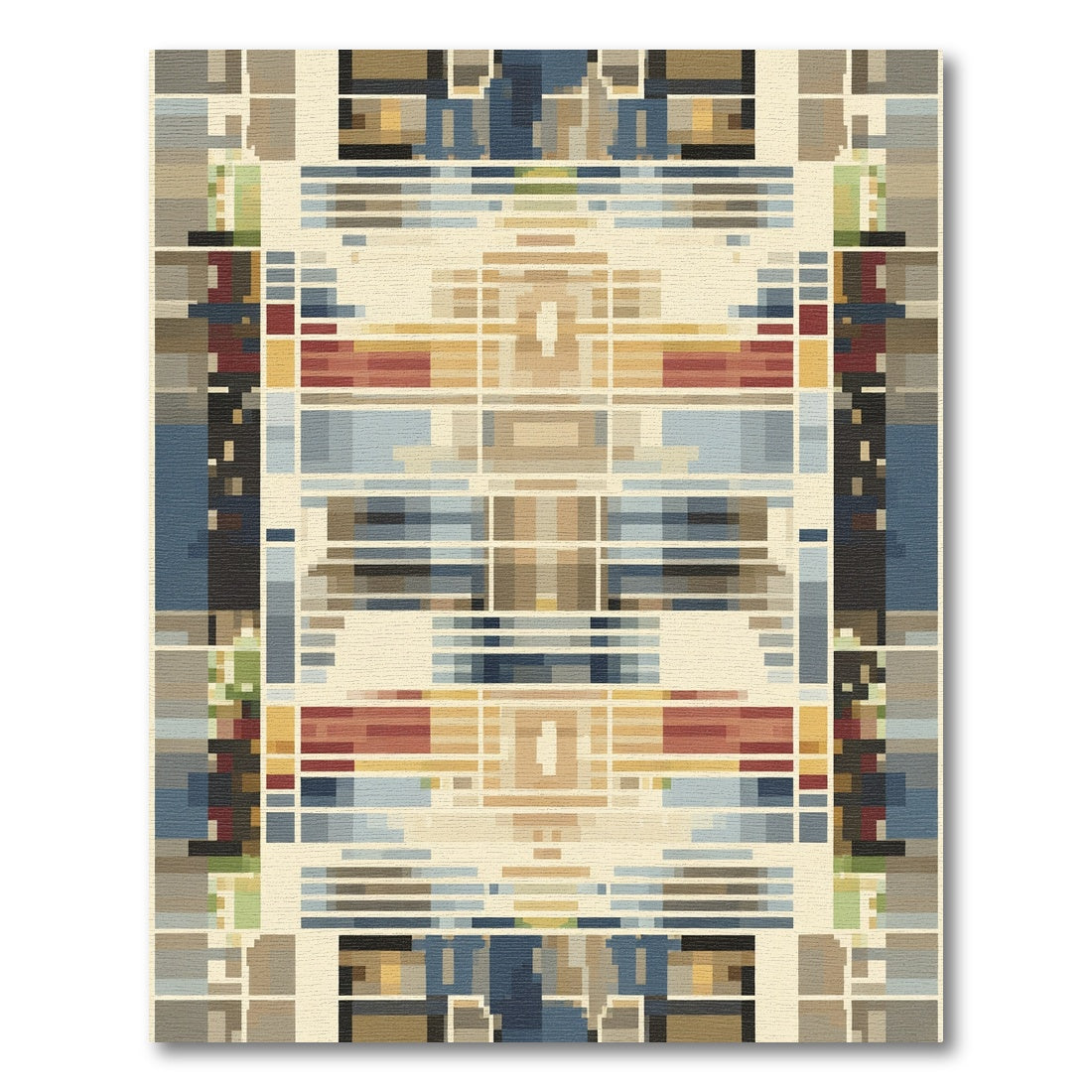 Geometric Blocks Beige Stripe Rug
