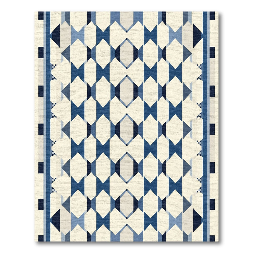 Navy Blue Diamond Geometric Stripe Rug