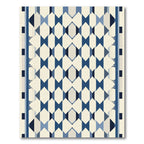 Navy Blue Diamond Geometric Stripe Rug