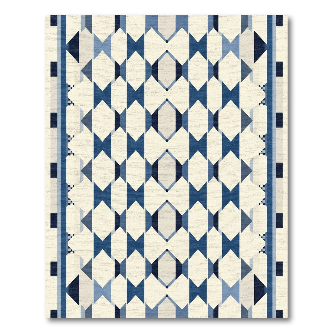 Navy Blue Diamond Geometric Stripe Rug