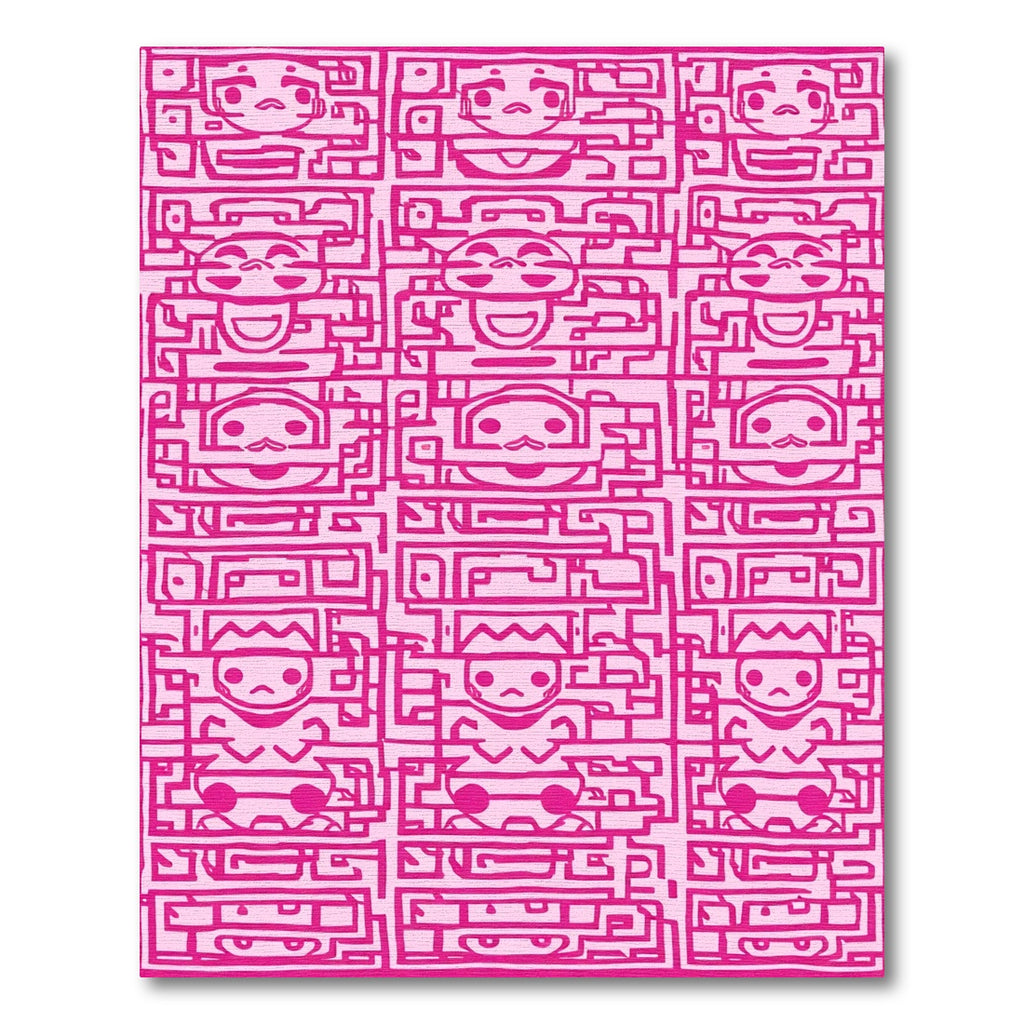 Pink Cartoon Character Maze Rug