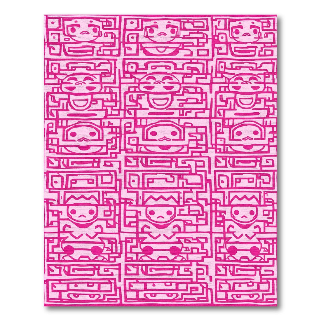 Pink Cartoon Character Maze Rug