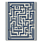 Navy Cream Geometric Maze Rug