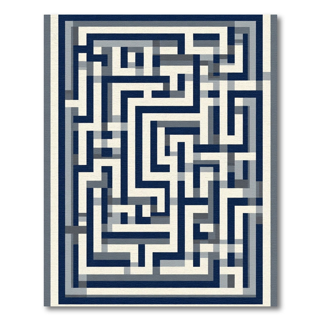 Navy Cream Geometric Maze Rug