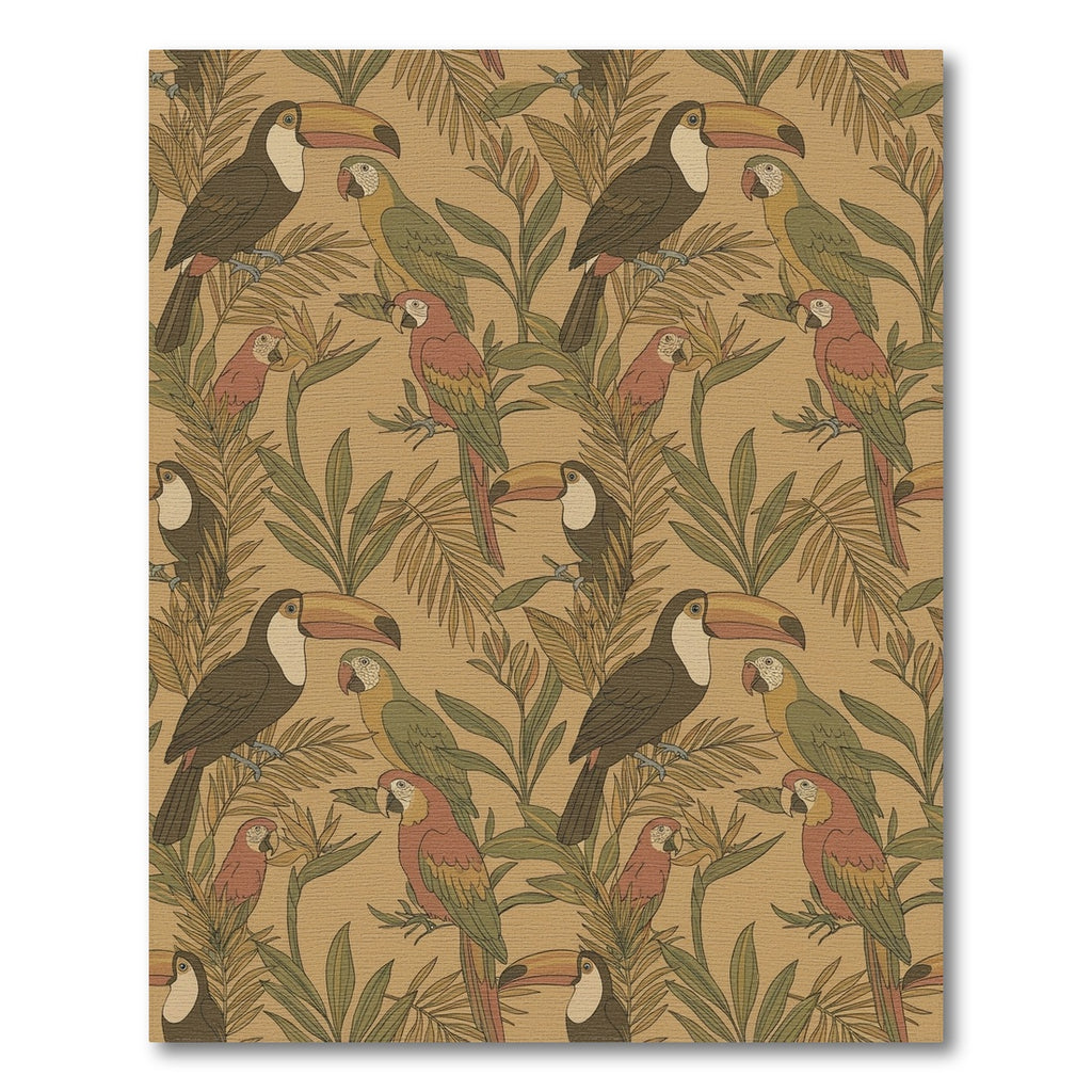 Tropical Toucan Parrot Foliage Rug
