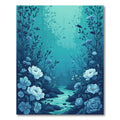Deep Blue Underwater Floral Garden Rug