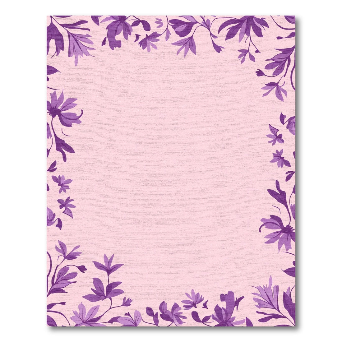 Purple Floral Vines Soft Pink Border Rug