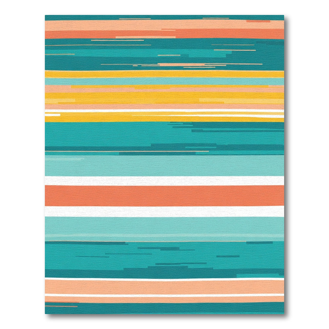 Aqua Coral Yellow Horizontal Stripe Rug
