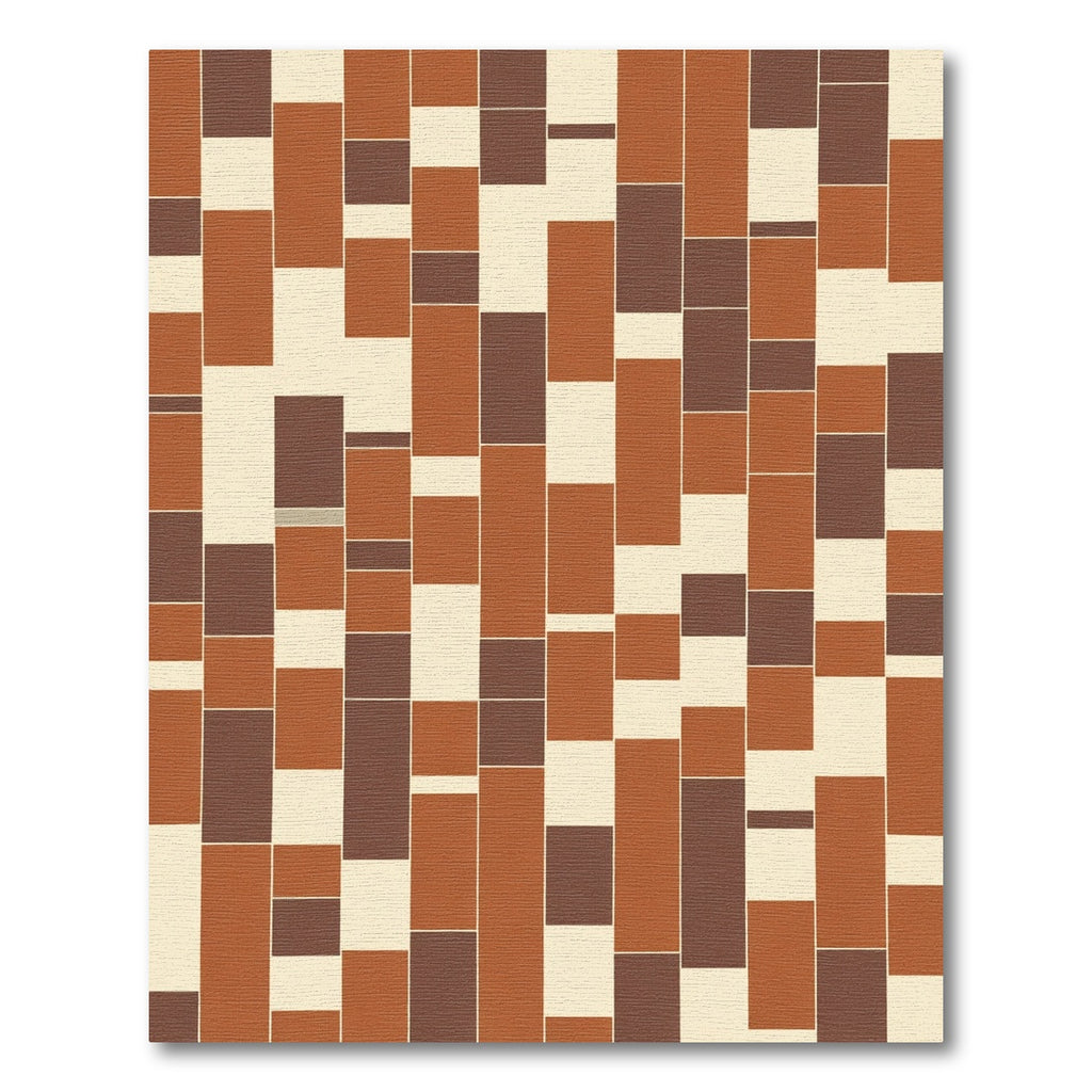 Terracotta Brown Cream Brickwork Rug