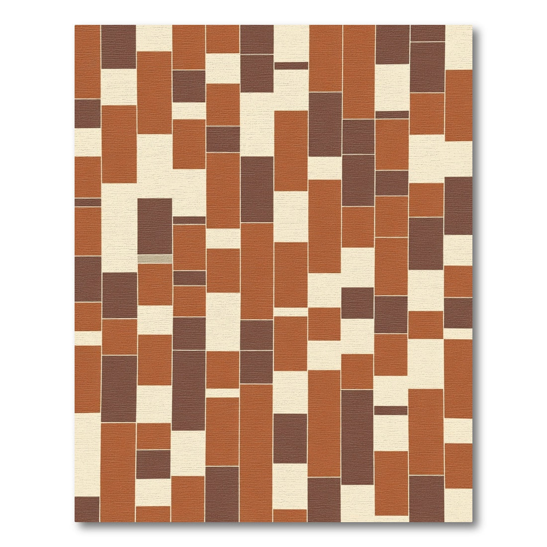 Terracotta Brown Cream Brickwork Rug