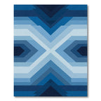Gradient Blue Geometric Chevron Rug