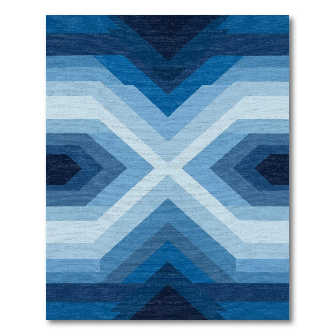 Gradient Blue Geometric Chevron Rug