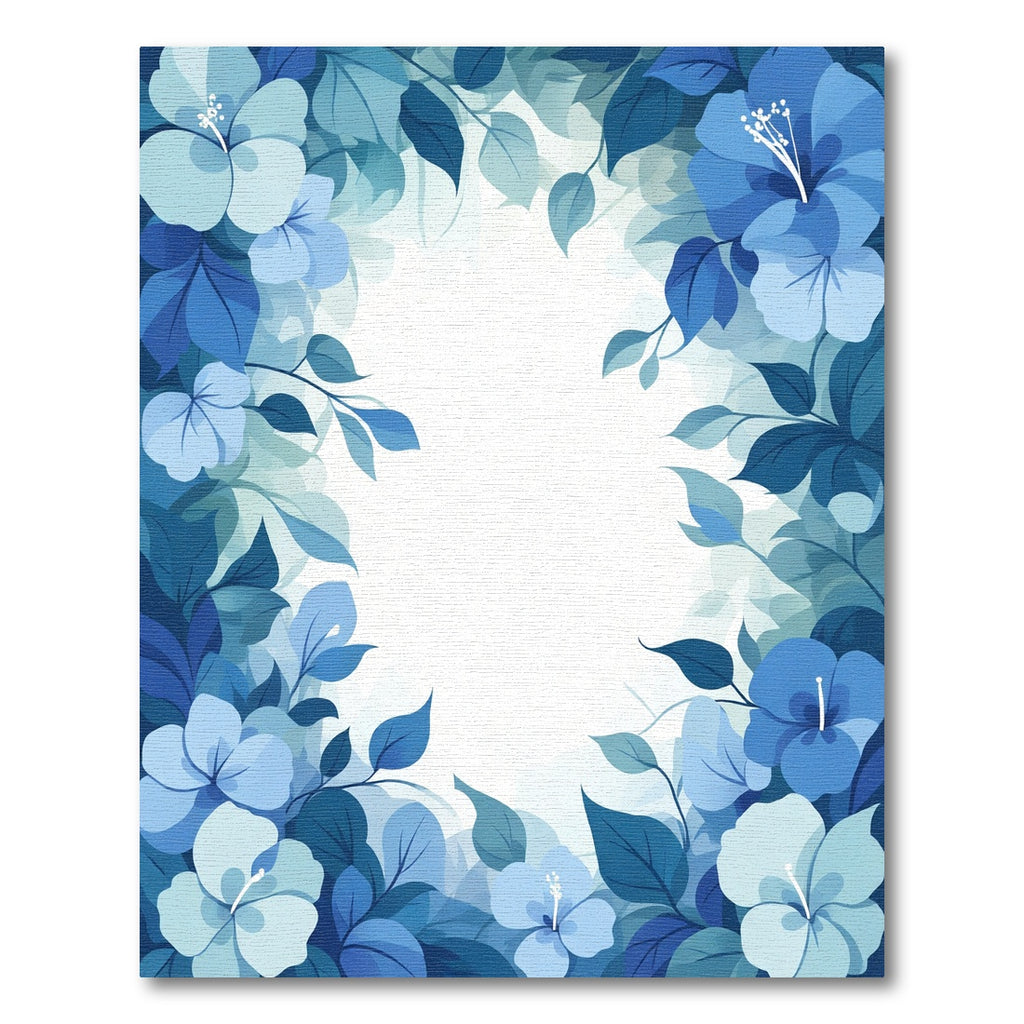 Indigo Blue Tropical Floral Border Rug