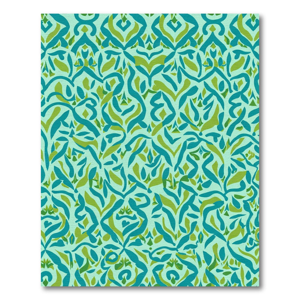 Teal Olive Flowing Abstract Medallion Rug