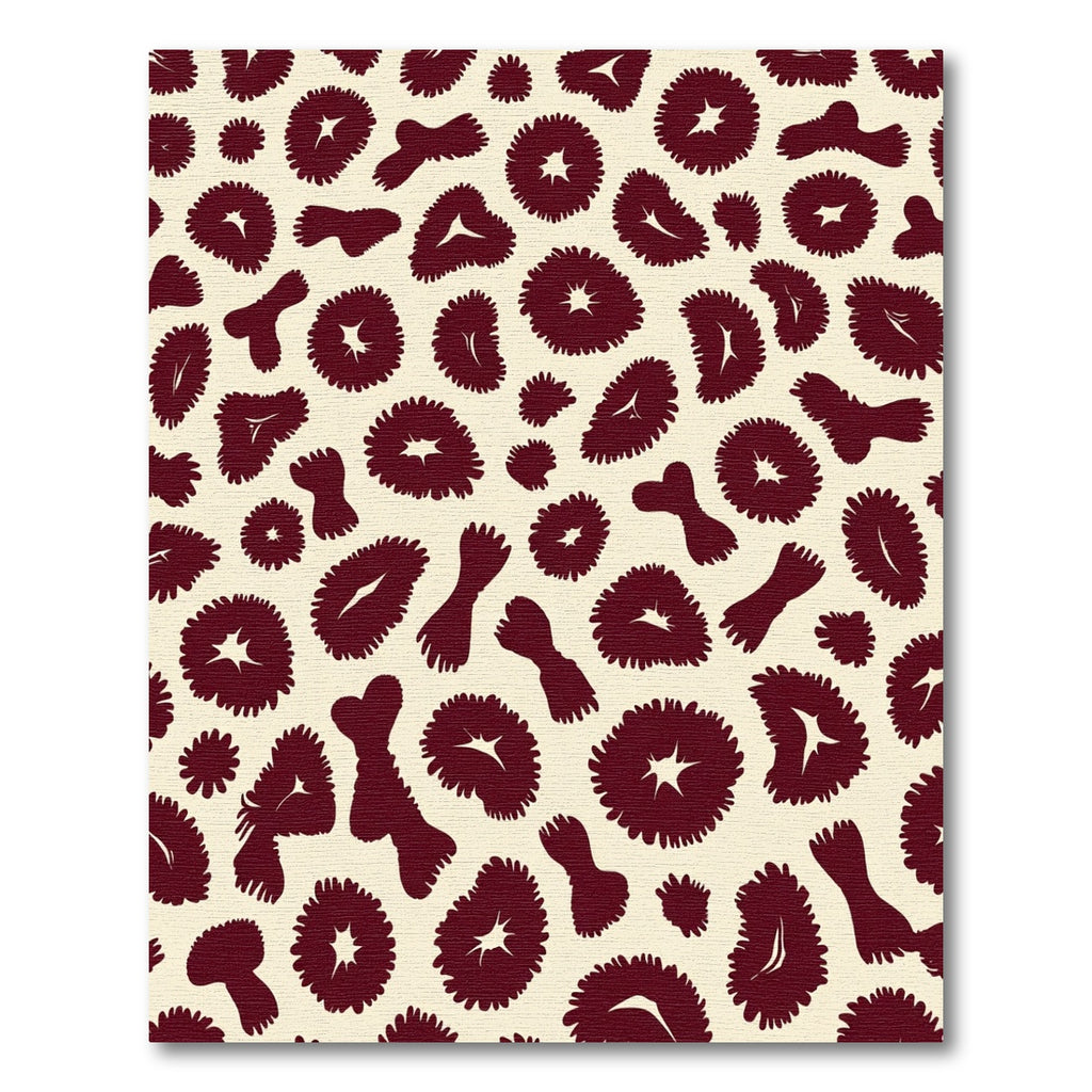 Maroon Abstract Spots Leopard Print Rug