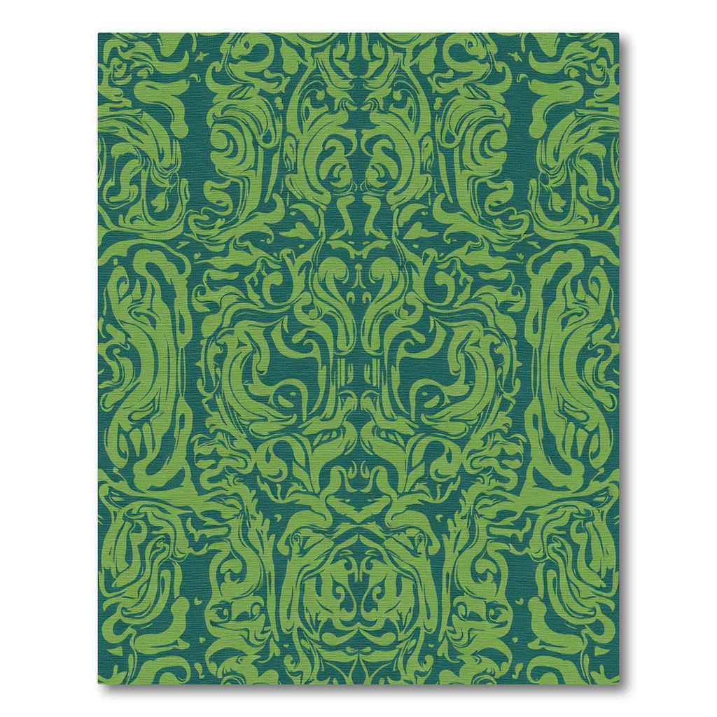 Emerald Green Baroque Swirl Rug