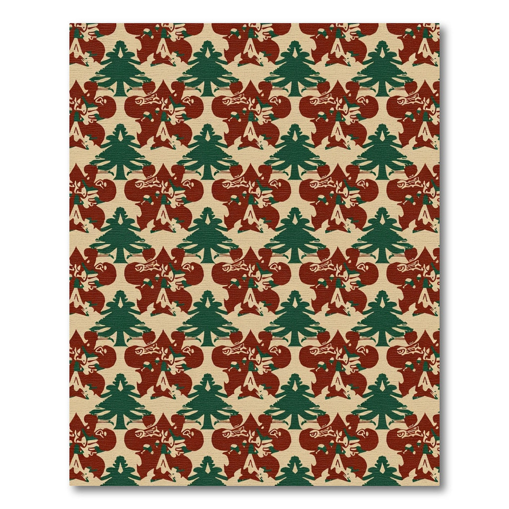 Crimson Pine Tree Symmetry Rug