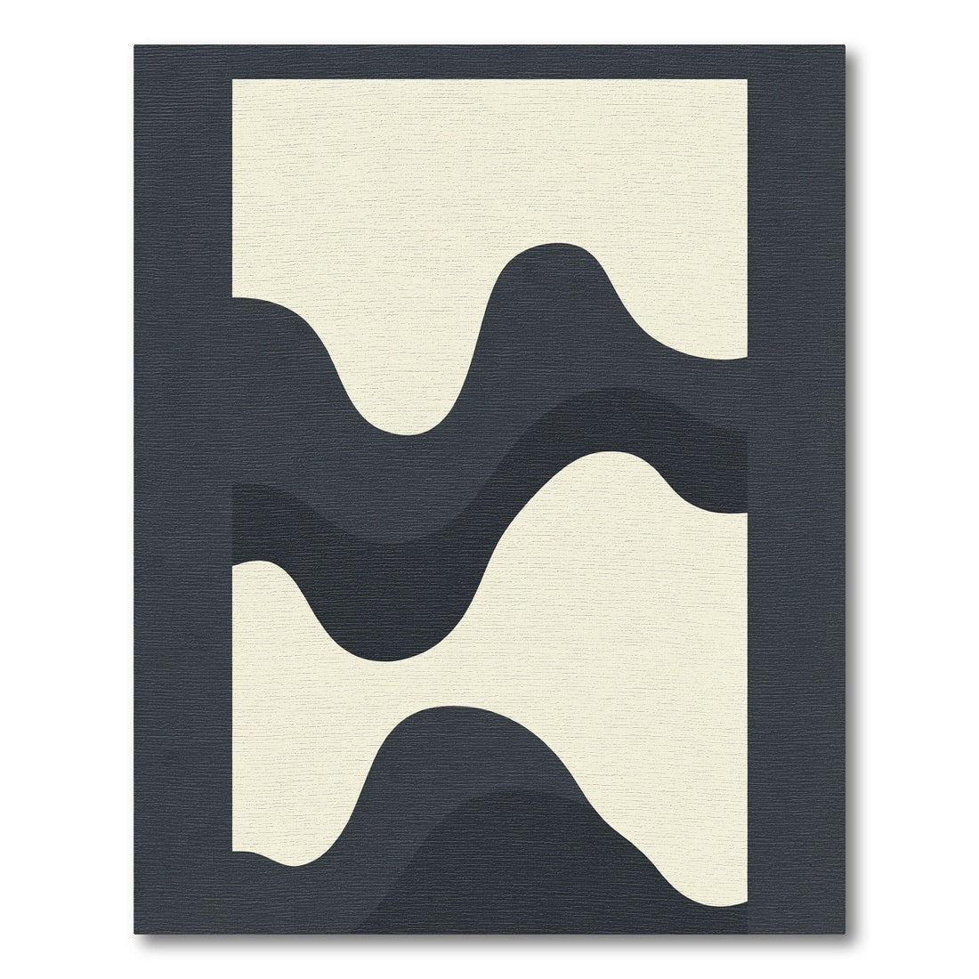 Cream and Charcoal Abstract Wave Rug