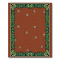 Rustic Terracotta Green Leafy Border Rug