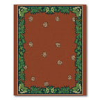 Rustic Terracotta Green Leafy Border Rug
