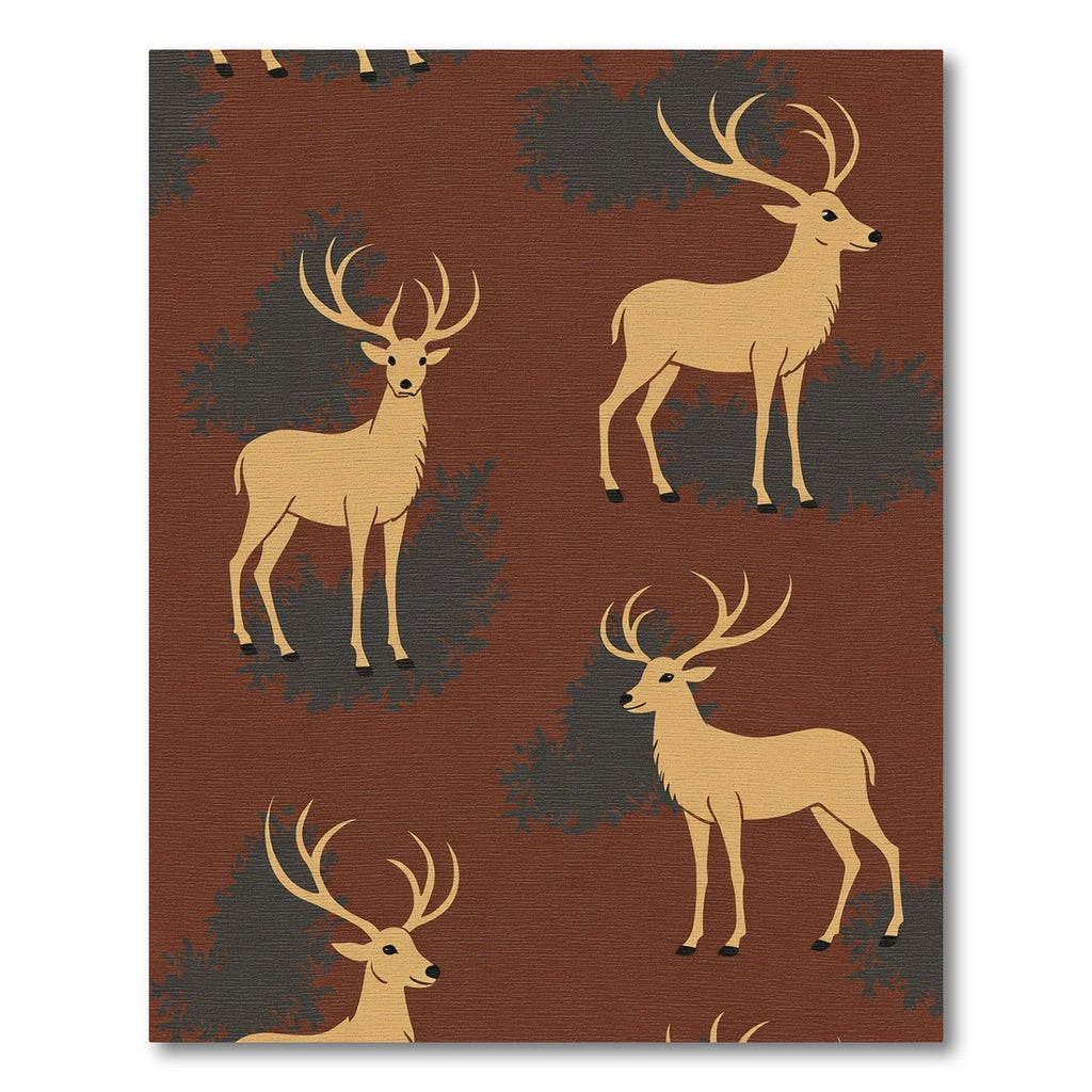 Golden Deer Silhouette Woodland Rug