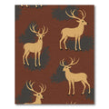Golden Deer Silhouette Woodland Rug