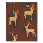 Golden Deer Silhouette Woodland Rug