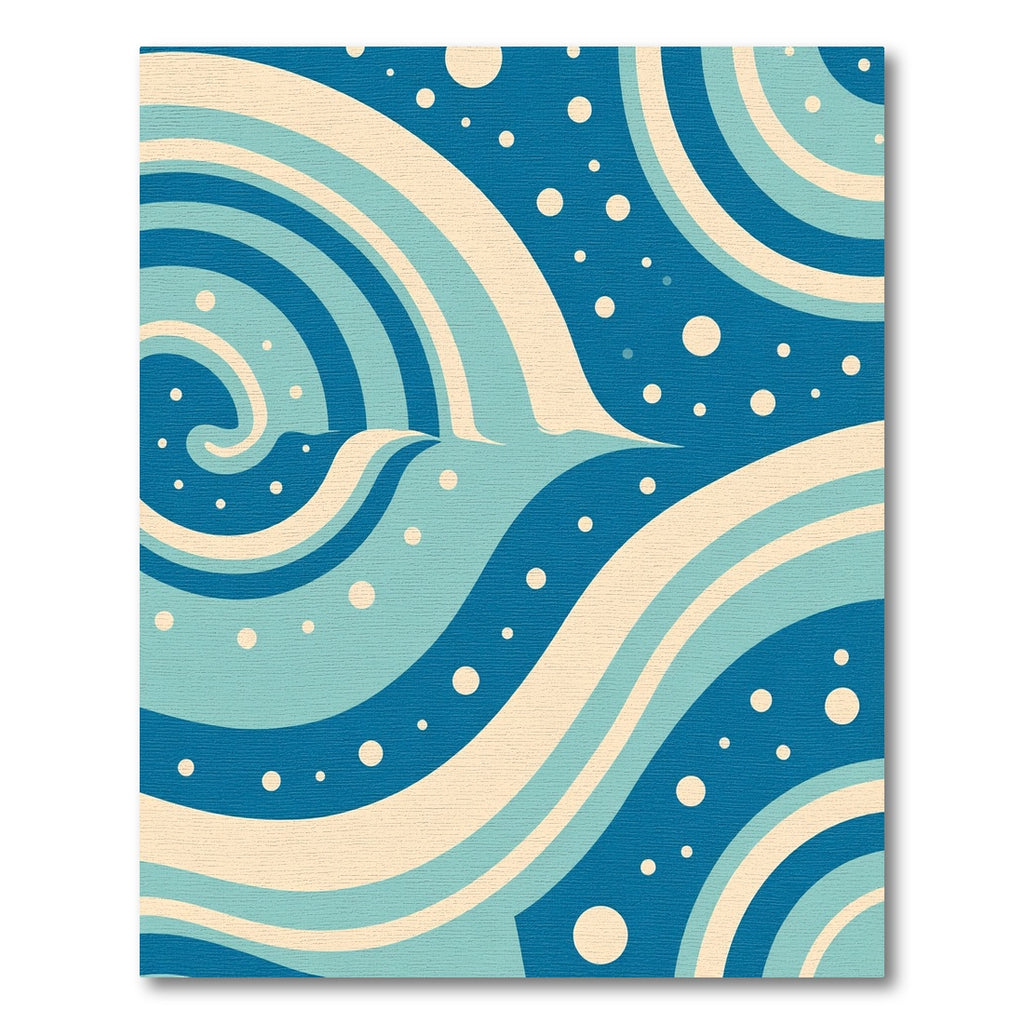 Oceanic Swirls Cream Blue Circles Rug