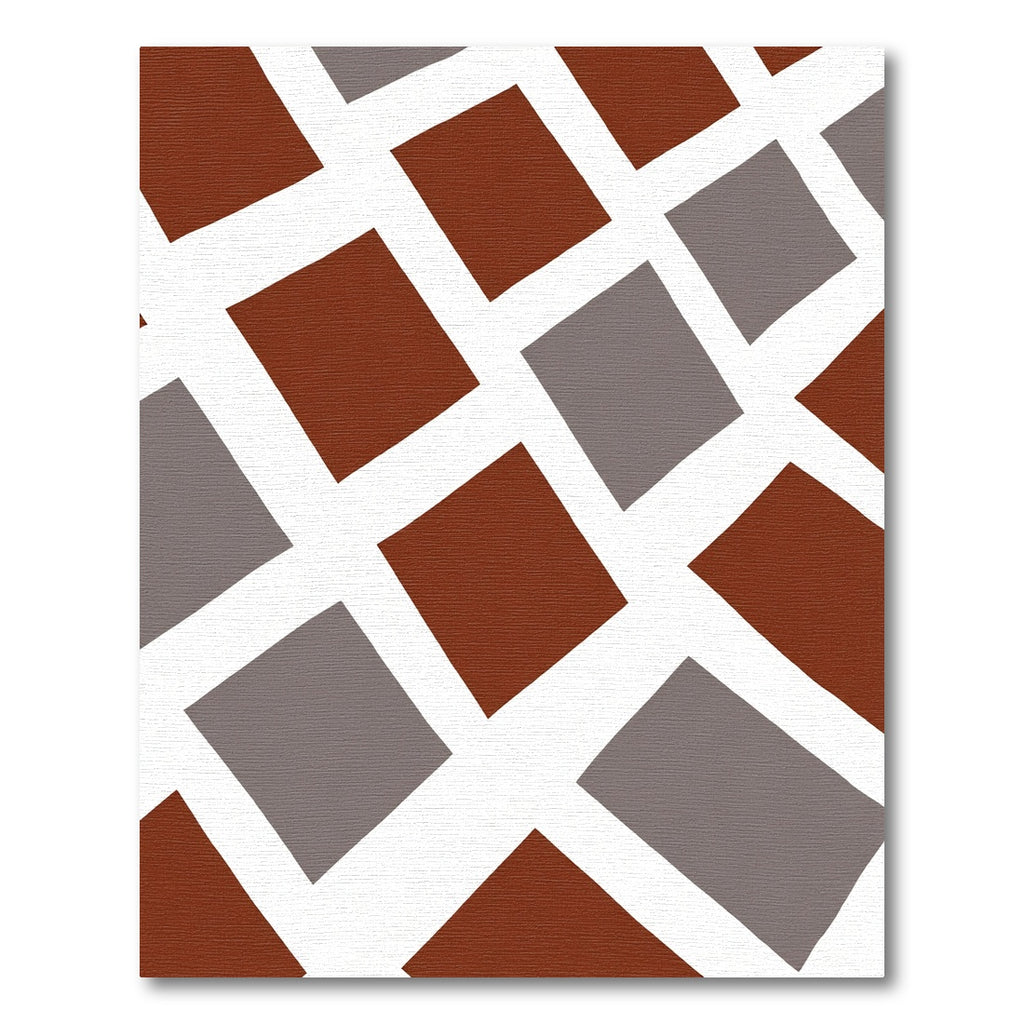 Brown Gray Interlocking Square Arrangement Rug