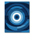Deep Blue Concentric Circles Rug