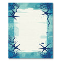 Deep Blue Underwater Starfish Coral Scene Rug