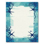 Deep Blue Underwater Starfish Coral Scene Rug