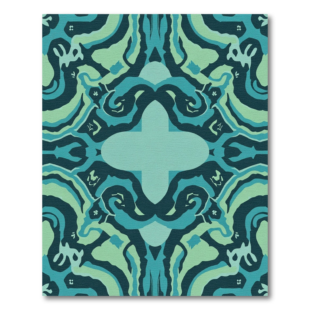 Teal Abstract Swirling Organic Harmony Rug